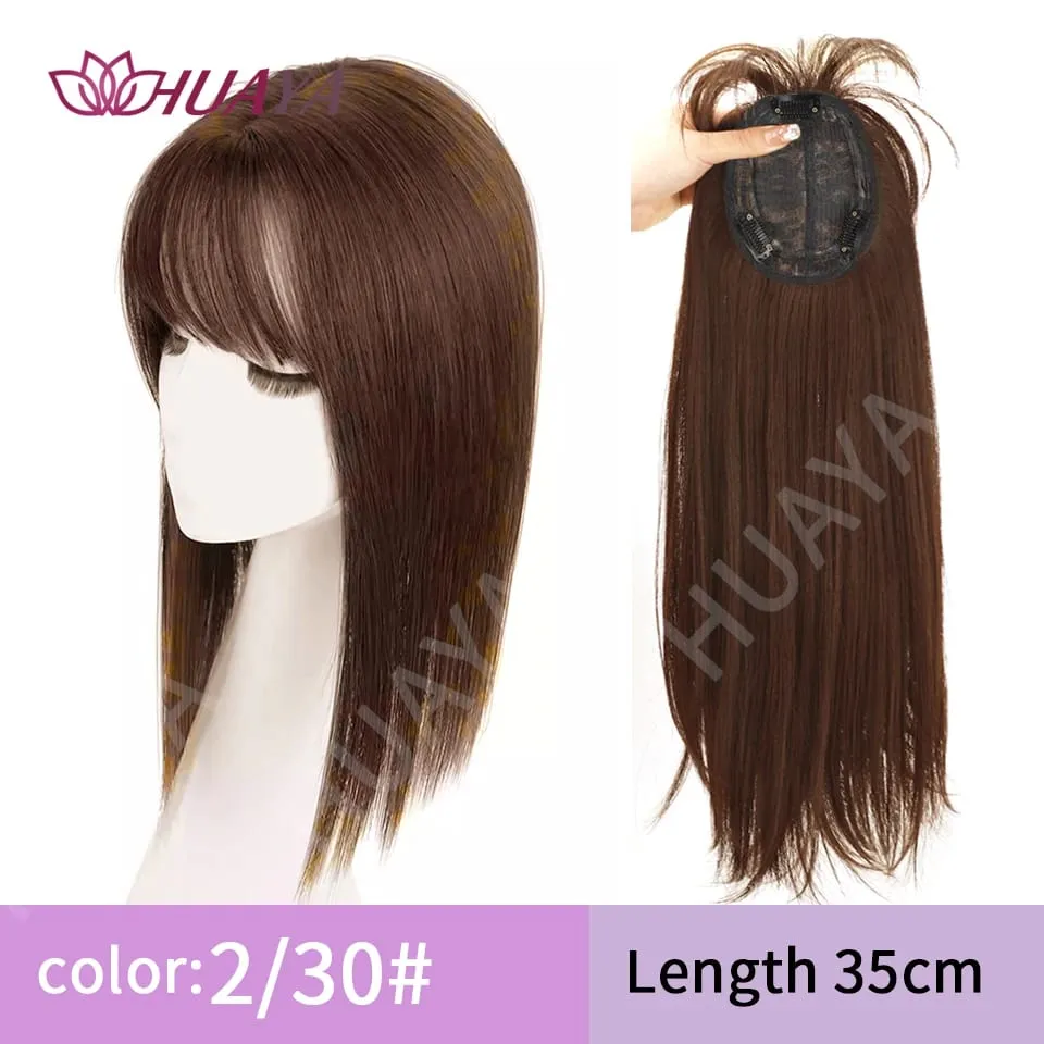 Synthetic Ombre Dark Root Golden Toppers Wig Hair Piece for Women Heat Resistant Cilps in Hair Extensions Invisible Clourse Clip