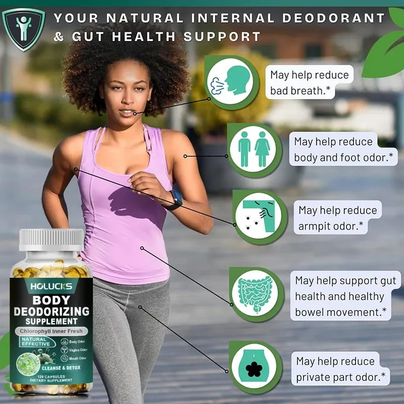 Chlorophyll Capsules Supplement Body Deodorizing Deos & Cleanse Digestion Support for Gut & Skin Health