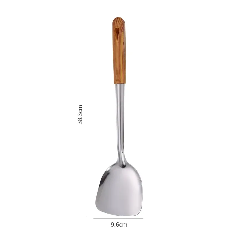 Stainless Steel Spatula Spoon Wood Handle Cooking Shovel Ladle Kitchen Utensils Baking Cooking Tools Kitchenware Cookware