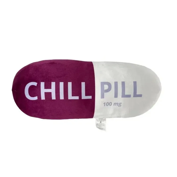Funny Chill Pill Plush Pillow Cute Cartoon Stuffed Plushie Soft Sofa Cushion Hugging Doll Nap Sleep Pillow Birthday Gift