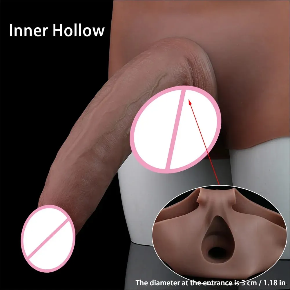High Waist Strap-On Penis Sleeve насадка на член Skin Touch Hollow Penis Cover Silicone Wearable Extension Sex Toys For Men