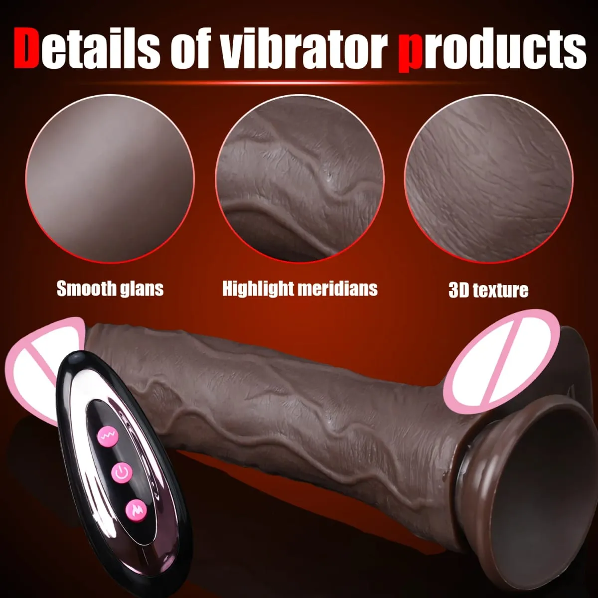 Sex Toys Thrusting Dildo Vibrator Lifelike Heated Silicone Black Dildos with 10 Thrusting & 10 Vibrating Modes for G Spots clit