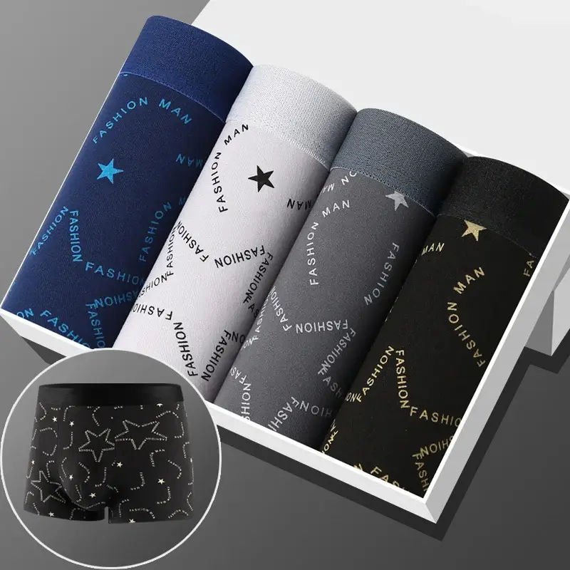 4pcs/lot Man Boxers Printed Underpants U Convex Panties Male Fashion Comfortable Shorts Mens Solid Breathable Underwear 100kg — image 5