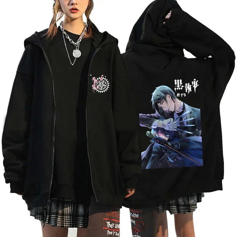 2025 Hot Aniem Cosplay Tops Black Butler Zipper Hoodie Fashion Autumn Winter Long Sleeve Sweatshirts Zipper Jacket For Man Woman