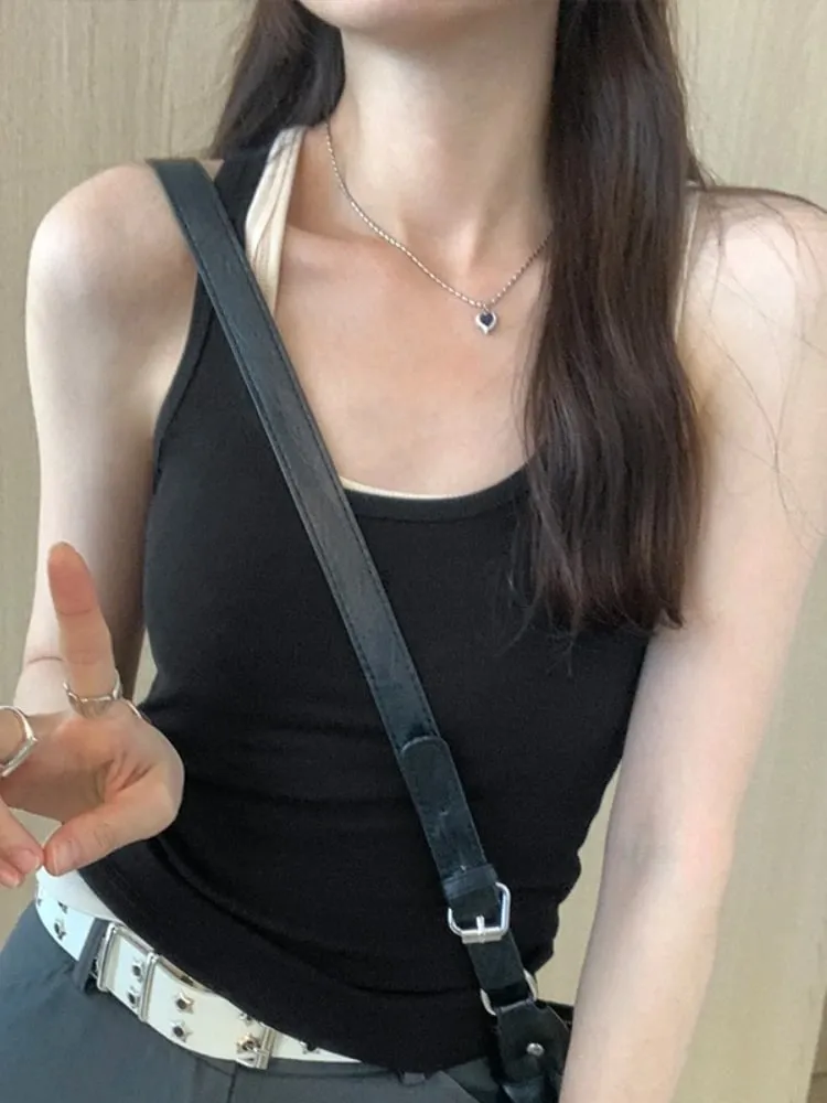 Zjaiss 2026 Summer Women Tank Top Slim Fit U-Neck Sleeveless Cami Top Trendy Solid Color Versatile Y2K Camisole for Outdoor Wear