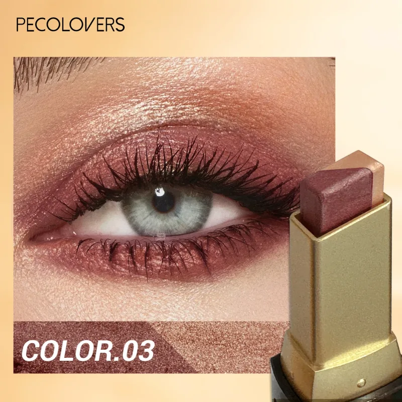 1Pc Dual-Color Eyeshadow Stick Blendable Eye Color For Daily Makeup Brown And Pink Cosmetic Eye Makeup Product