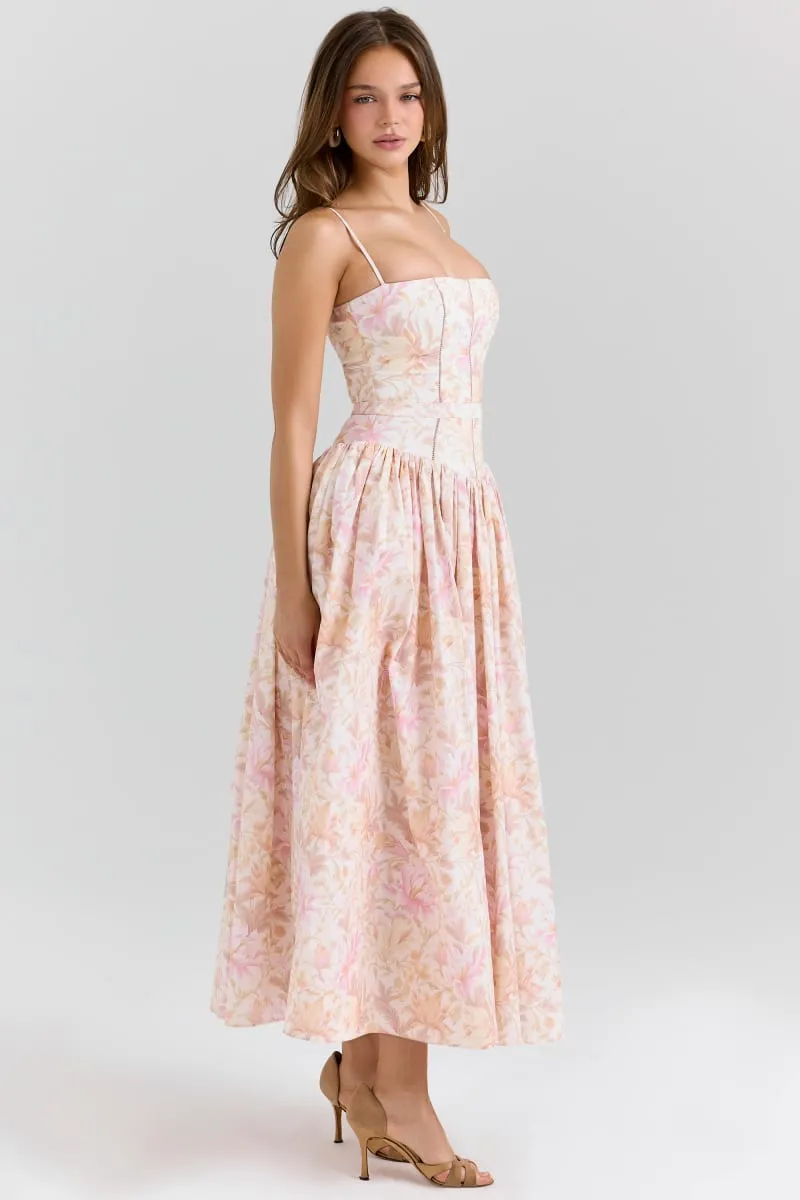 Suninbox Summer Print Strappy Long Dress A-line Casual Beach Vacation Dress for Women