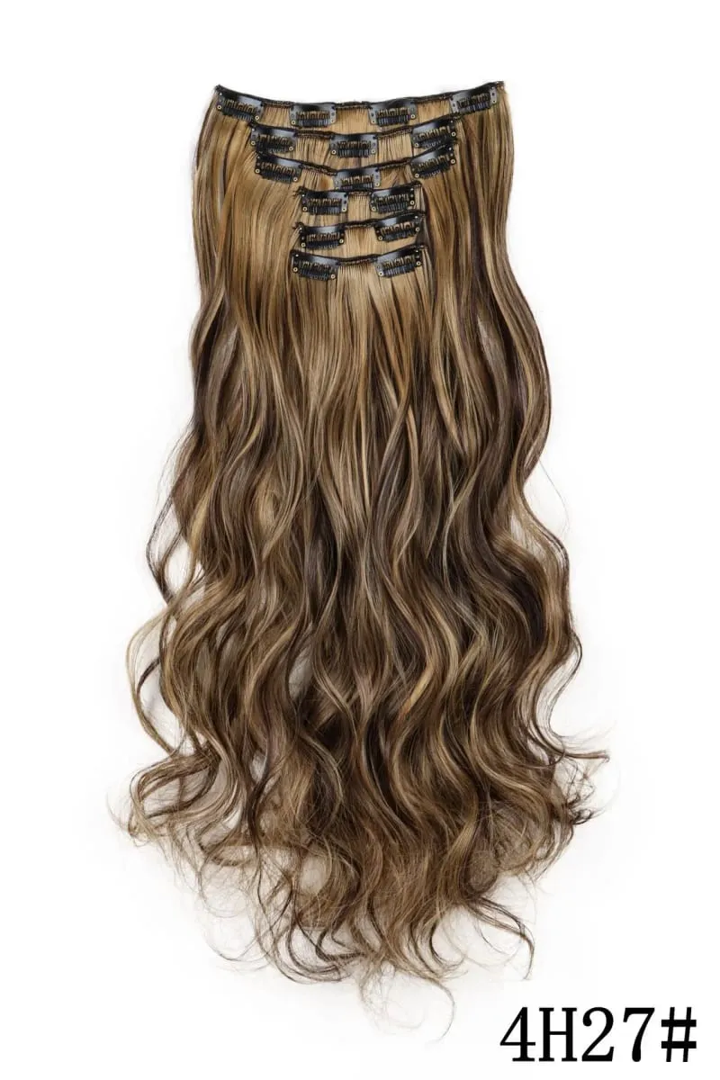 Black Hair Extensions 6pcs/set Women Long Straight Synthetic Full Head Clip 16Clips Ombre Heat Resistant Fiber Hair Kpop Cosplay