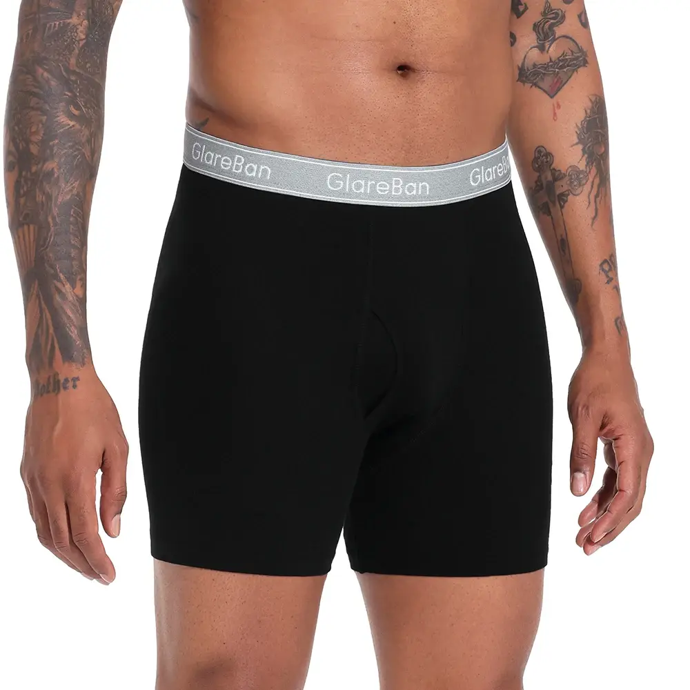 4pcs Black Long Leg 100% Cotton Boxer for Men New Underwear Male Brand Panties And Underpants For Homme Shorts Box Slip Briefs