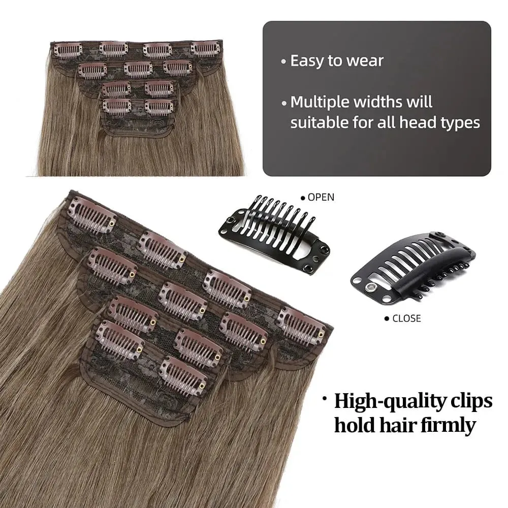 Synthetic Clip In Hair Extension 200g 24 Inches Straight Orange Brown Blonde Heat Temperature Fiber 4Pcs Clip Ins Hairpieces