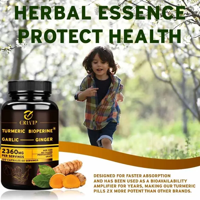 Συμπλήρωμα 4-σε-1 Turmeric Ginger - με Σκόρδο κουρκουμίνη μαύρο πιπέρι - Ανοσολογική υποστήριξη των αρθρώσεων Βελτιώνει την πέψη