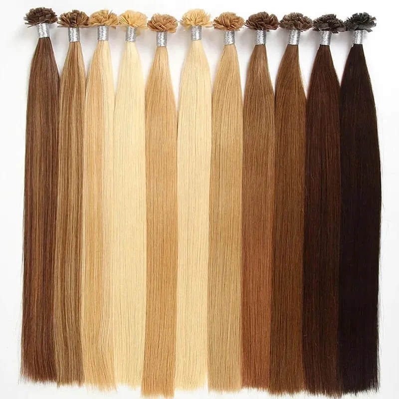 500g Flat Tip Hair Extension Remy 100% Human Hair Straight Keratin Capsules Pre Bonded Hairpieces para sa Salon na Propesyonal na Paggamit
