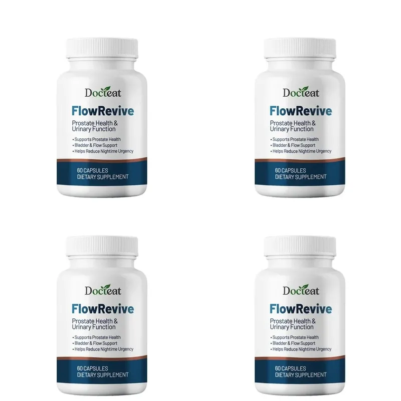 Docteat FlowRevive Men’s Saw Palmetto Prostate Health Supplement with Beta Sitosterol Pygeum Quercetin Curcumin 60 Capsules