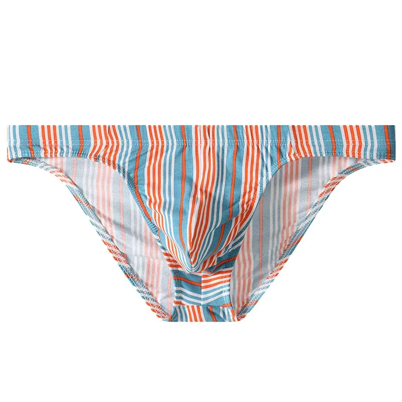 Sexy Men Briefs Cotton Male Breathable Comfortable U Bulge Pouch Underwear Mid Waist Striped Panties Hombre Soft Youth Undies