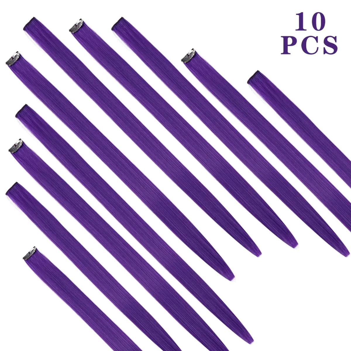 Synticthe Clip in Hair Extensions 10pcs/pack Colored Party Cosplay 22 inches for Fairy Hairpieces Long Straight Hair Extensions