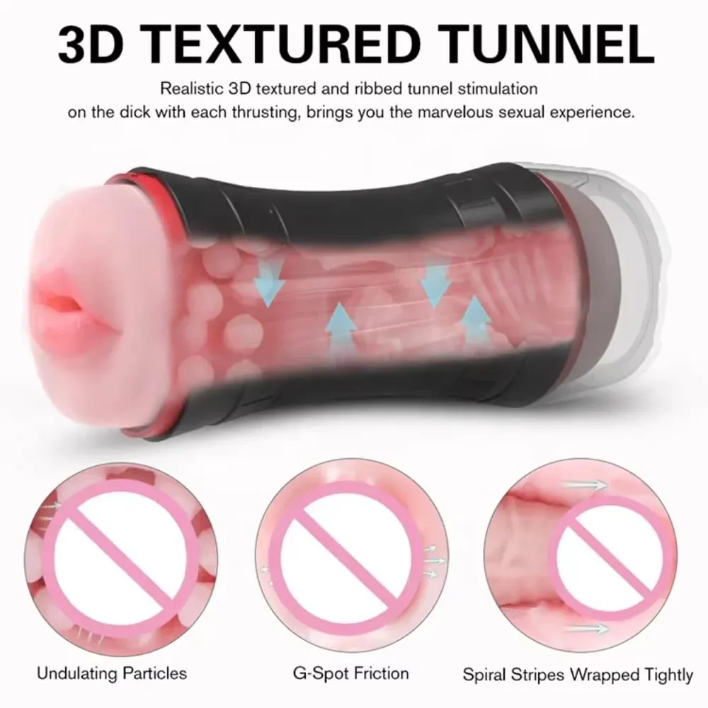 Taza masturbadora masculina, venta al por mayor, vagina texturizada realista de bolsillo, doble extremo, sexo Oral Stroker