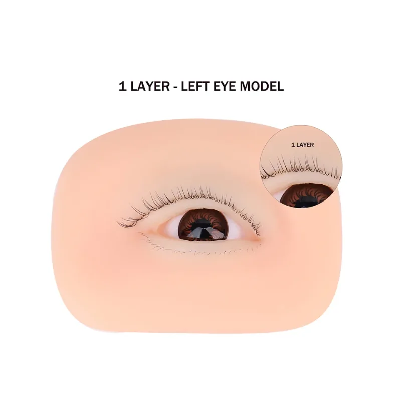 3 Layers Lashes Reusable Mannequin Eyes Eyelash Extension Eyes Model Doll Face Head Training Simulated Silicone Eye Makeup Tools