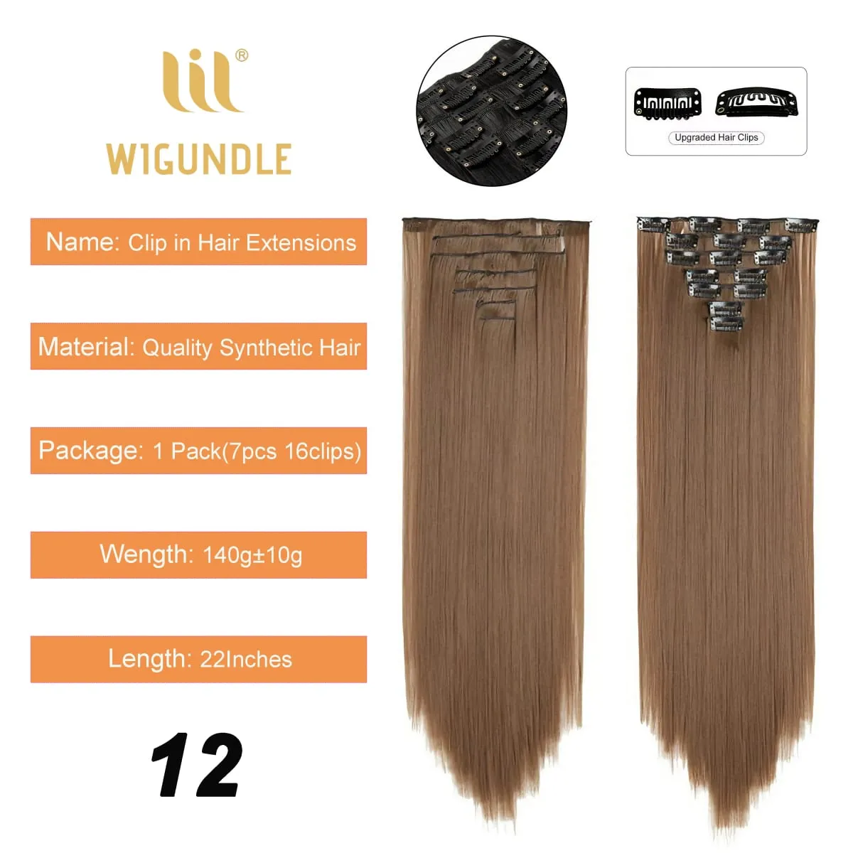 Clip in Hair Extensions for Women 22 Inches Long Wavy Curly Hair Extension Full Head Synthetic Hair Extension Hairpieces