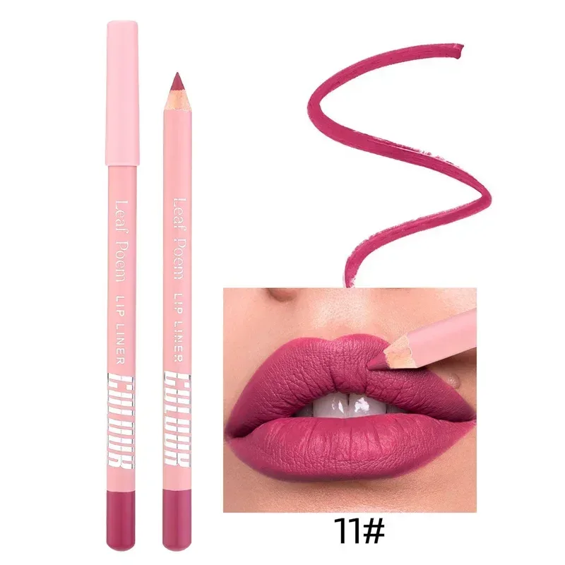 Delineador de labios mate resistente al agua de 12 colores, delineador de labios duradero a prueba de manchas, fórmula sin transferencia, maquillaje de lápiz labial de contorno preciso