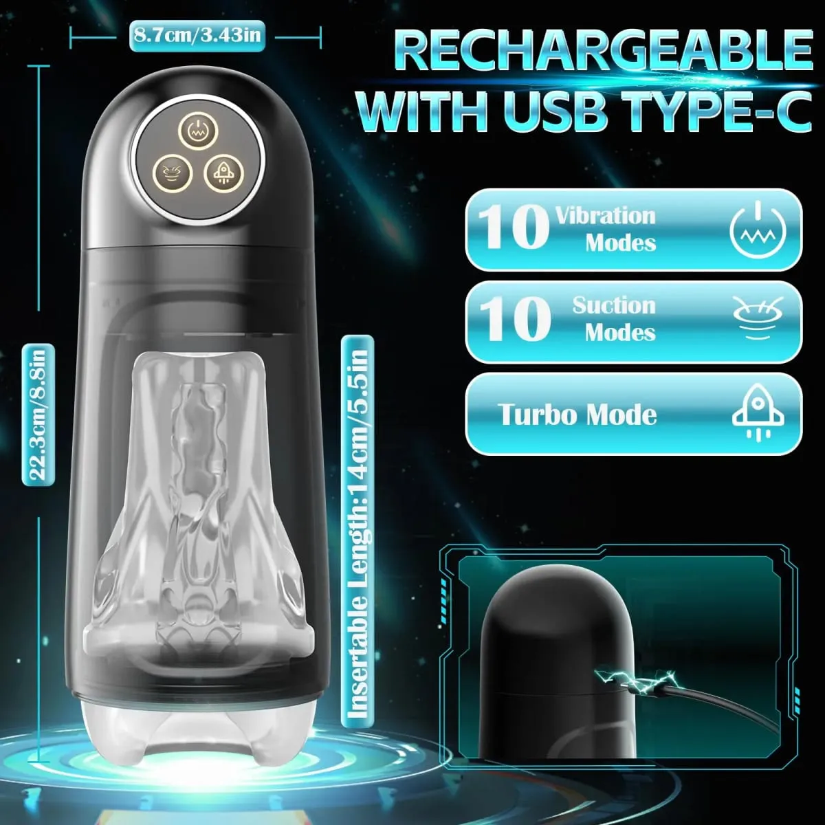 Automatic Male Masturbator 10 Sucking Vibrating Modes Mastubator Cup with 3D Realistic Textured Pocket Pussy Sex Toys for Men 18