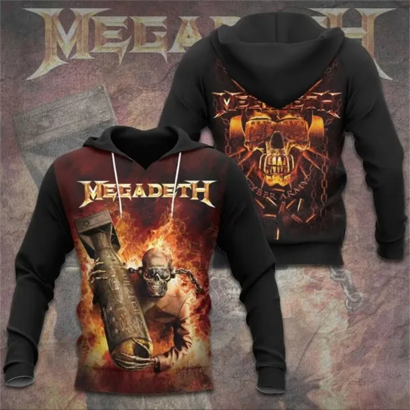 Rock Band Megadeth 3D Print Hoodies Men Women Fashion Retro Y2K Graphic Hoodie Sweatshirt Mens Clothing Men Tracksuit Gift Fan