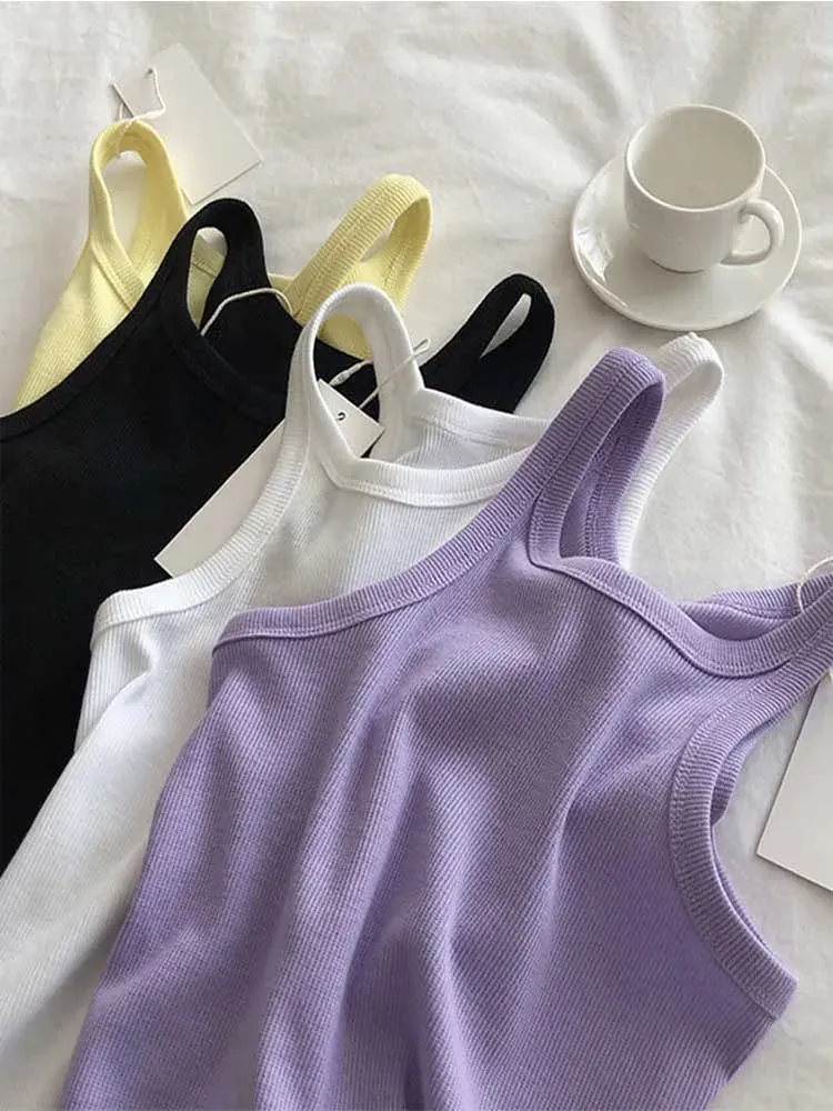 Débardeur court et Sexy pour femmes, Camisole d'été, noir et blanc, vêtements de Sport pour femmes, 2024