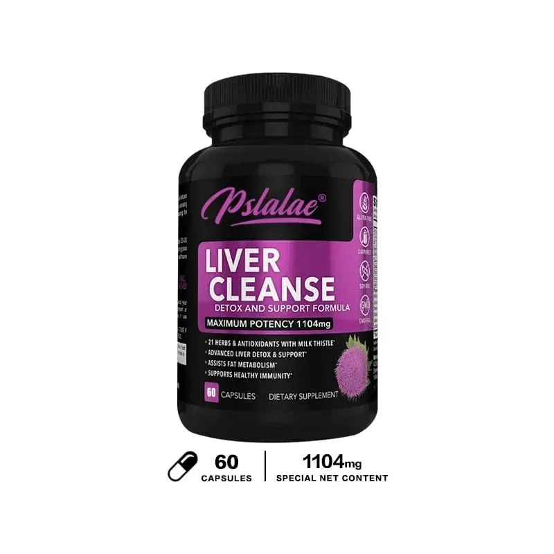 Liver Cleanse Detoxification Support Supplement - Complete Health Capsules with Artichoke Berberine Turmeric Herbs