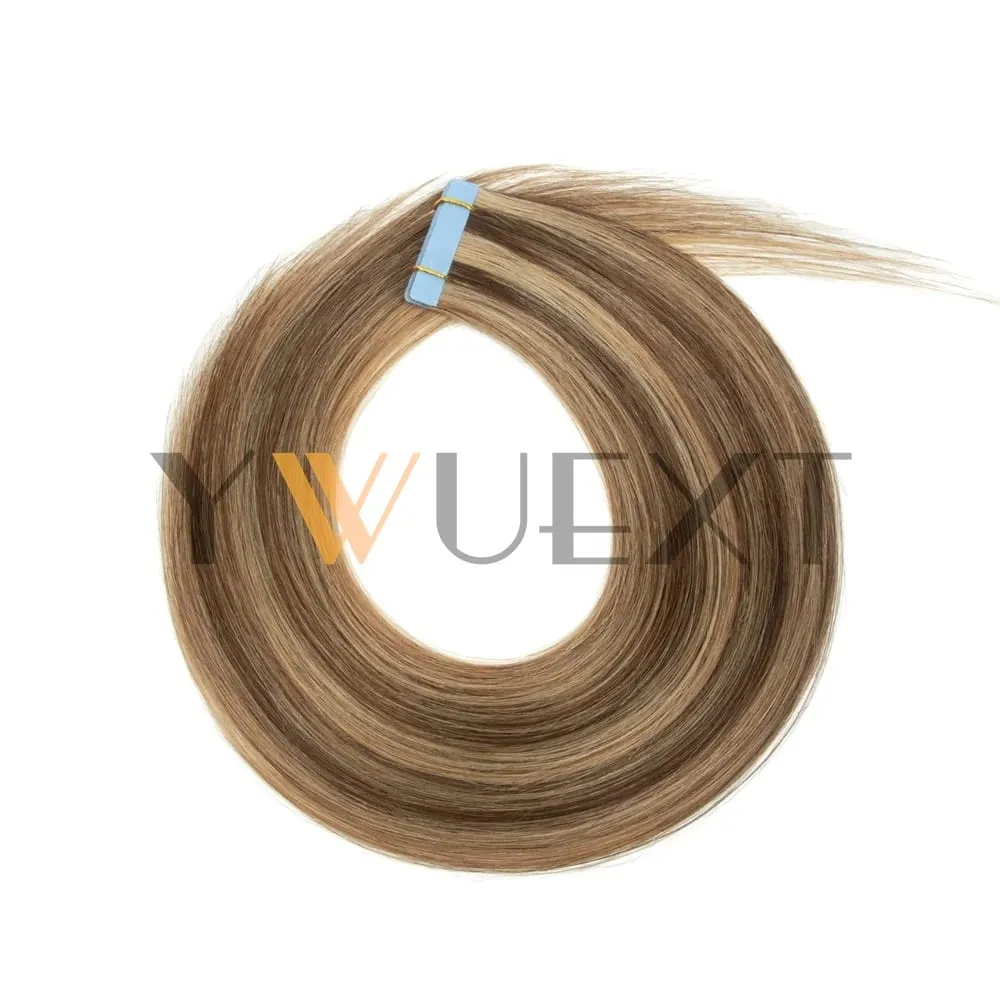 Real Human Hair Tape in Extensions 12''-20'' Natural Straight Black Seamless Tape Hair On Double Sided Tape 20pcs 50g/pack
