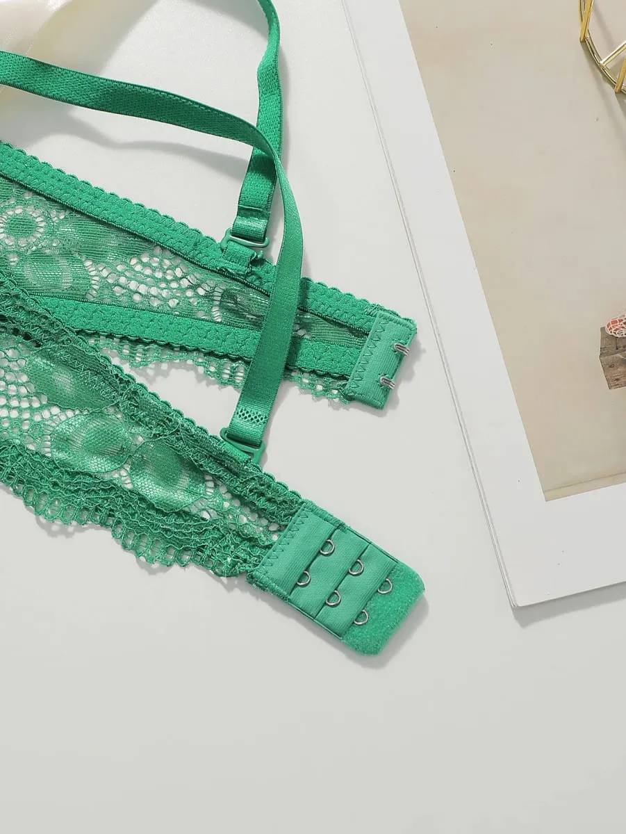 Hot selling green lace lingerie set sexy bra 2-piece set fashionable white display set push up braissere A2123