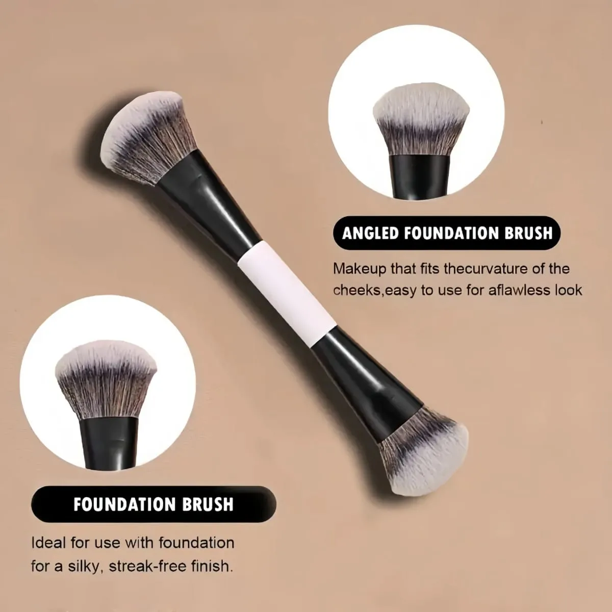 F4 Dual-Ended Foundation Face Brush Double-ended Powder Blush Contour and Eyeshadow Concealer Makeup Brushes