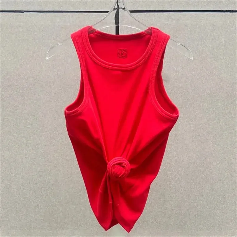 Women's vest New elastic knitted slim fit sleeveless top for summer 2026 Cotton blend round neck pullover women's corset T-shirt
