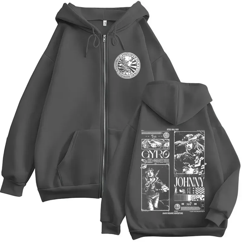 Anime Jojo Bizarre Adventure STEEL BALL RUN Zipper Hoodies Men Women Zip Up Hooded Sweatshirts Vintage Jackets Coats Streetwear — image 5