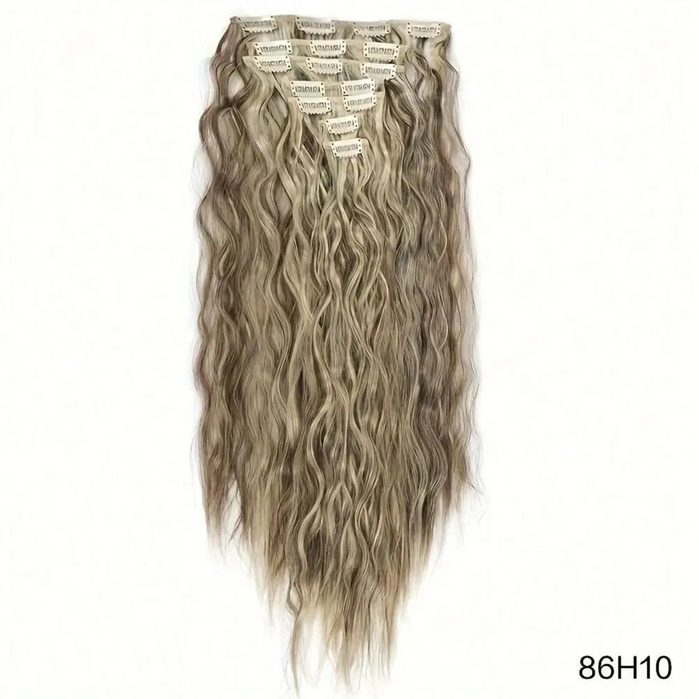 Synthetic Clip In Hair Extensions 7PCS Set Kinky Curly 20inch Long Clip On Hairpiece Style For Women Girls Daily Party