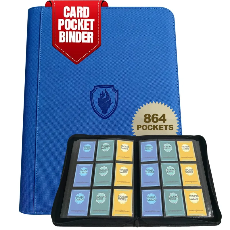 9-Pocket Ring-Less Card Binder Double Capacity Can Hold 864 Cards Suitable for Sport/YGO/PTCG/Game Cards