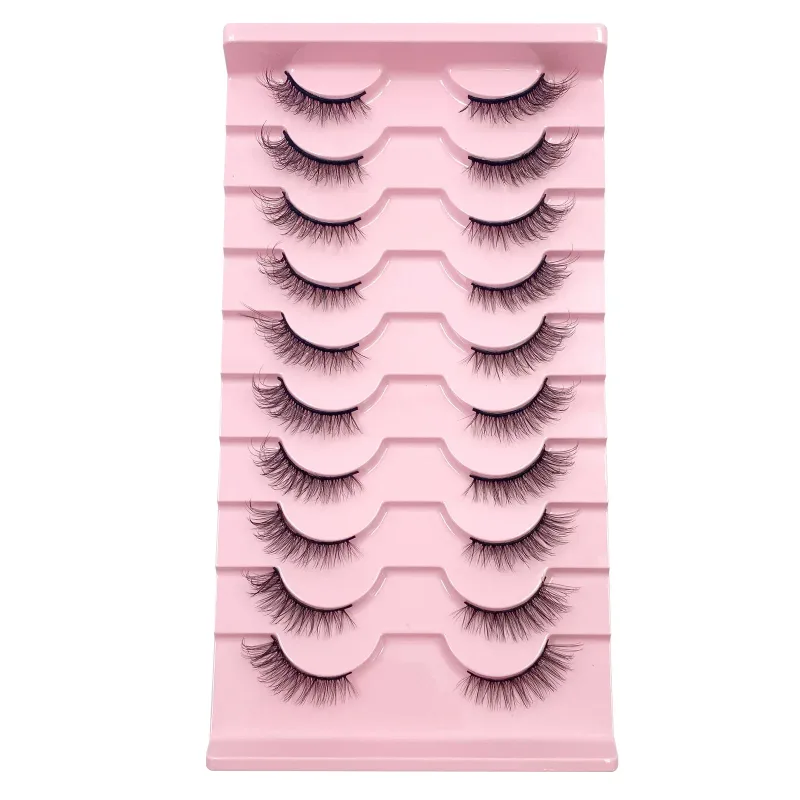 3D Cat Eye Lashes Half Eyelashes 10 Pares Half Lashes Natural Clear Stem False Eyelash Extension Makeup Faux Cils maquiag