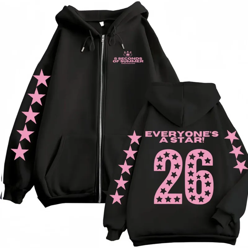 5 Seconds of Summer Everyone's A Star World Tour Zip Up Hoodies Men Women Harajuku Hip Hop Gothic Jacket Sweatshirt Hoodie Coats
