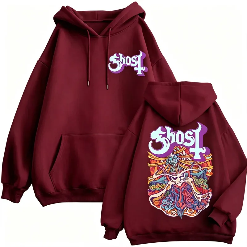 Ghost Band Graphic Zipper Hoodies Men Women Fashion Y2k Oversized Zip Up Sweatshirts Gothic Rock Hip Hop Pullovers Streetwear