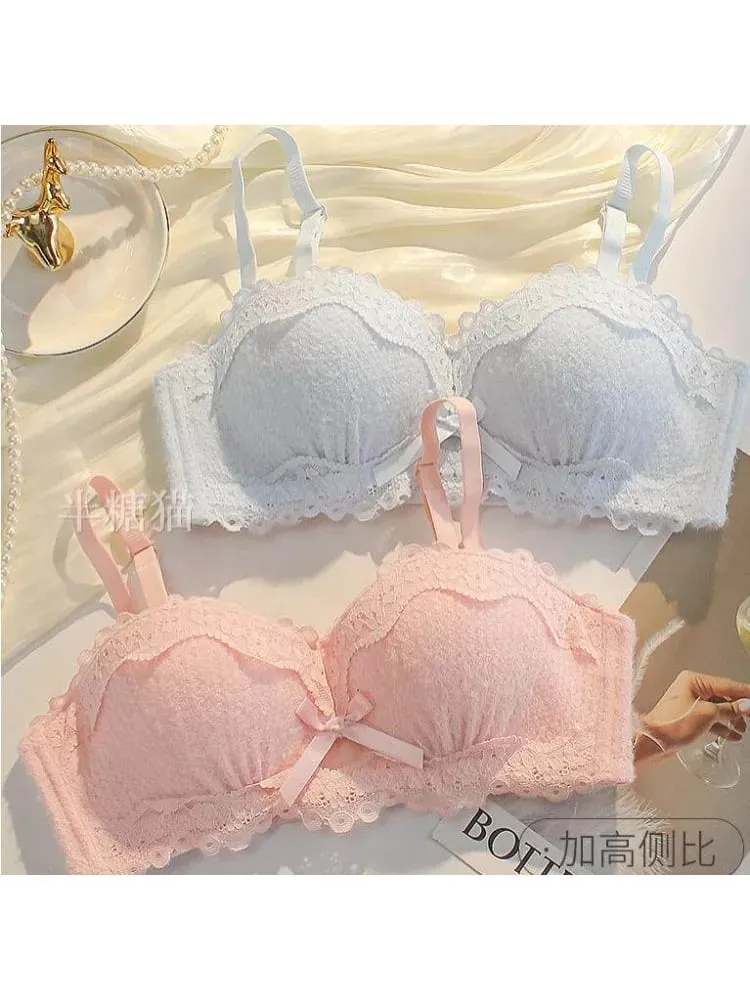 Women Strapless Wireless Bra Anti-Slip Half Cup Small Bust Compression Enhancer Anti-Sag Soft Sexy Lingerie Underwear Set