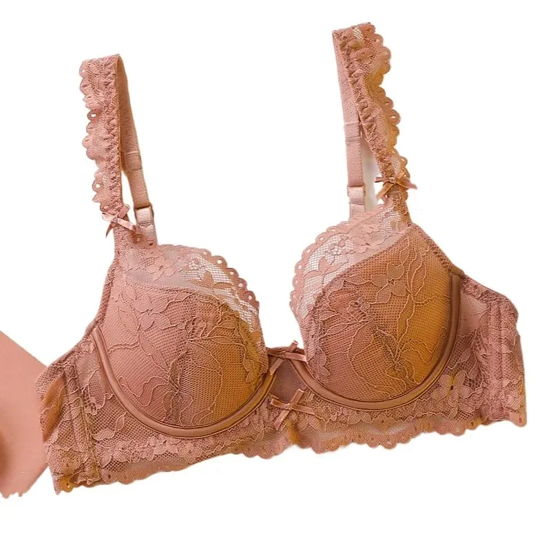 Ladies Soft Underwire Lace Push Up Bra Set Solid Floral Design Bralette Comfort Female Lingerie Set Suitable For A/B/C Cup — image 5
