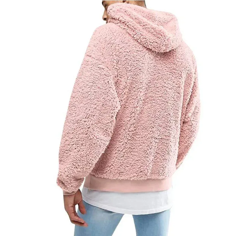 2026 Autumn Winter Men's Tops Plush Hooded Sweater Fashion Solid Warm Hoodies Y2K Streetwear in Hooded Sweatshirts Mens Clothes