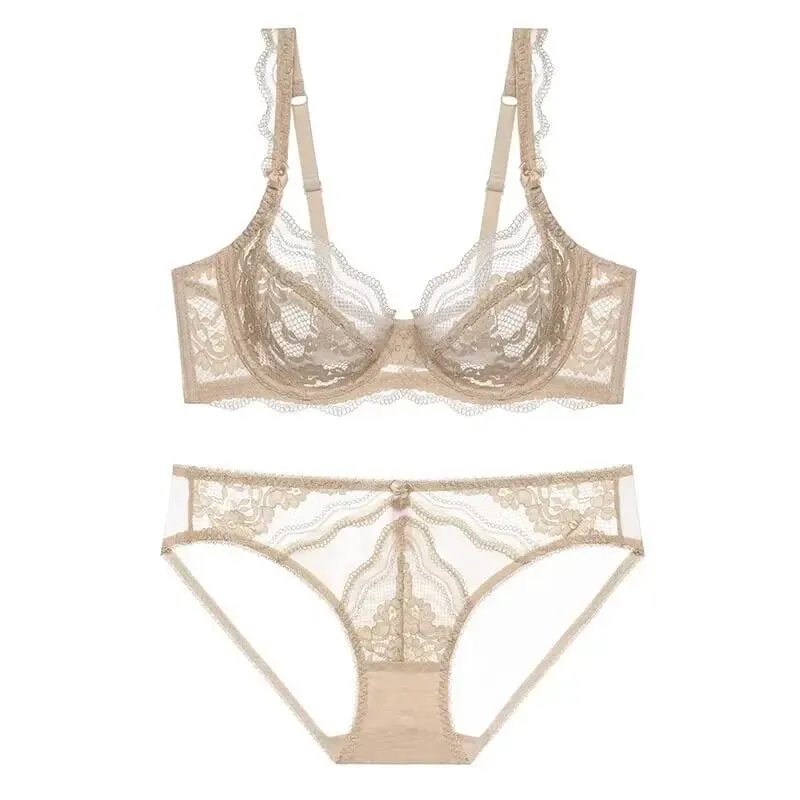 Nouvel Ensemble Plus Size Underwear Dentelle Ultra Fine Mode Style Français Uni Doux Armature Push Up Soutien Gorge Multi Taille