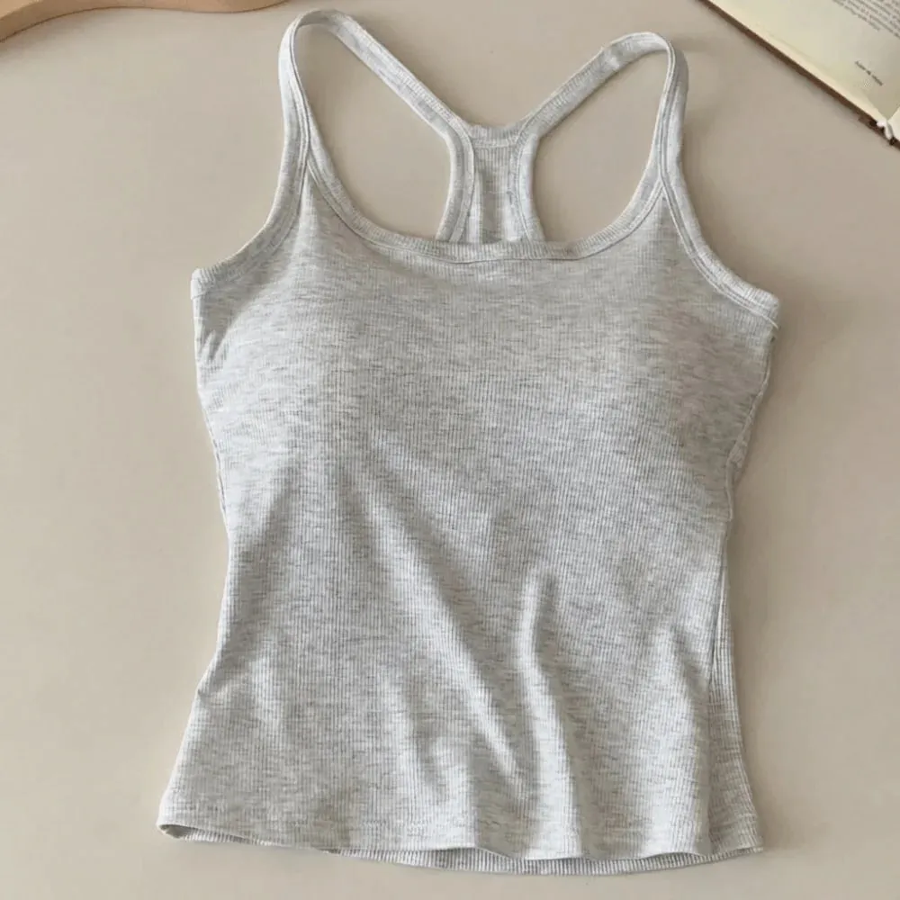 Wide Shoulder Straps Hollow Vest Comfortable H-Shaped Back Breast Small Camisole Slim Design Elastic Thin Tank Tops