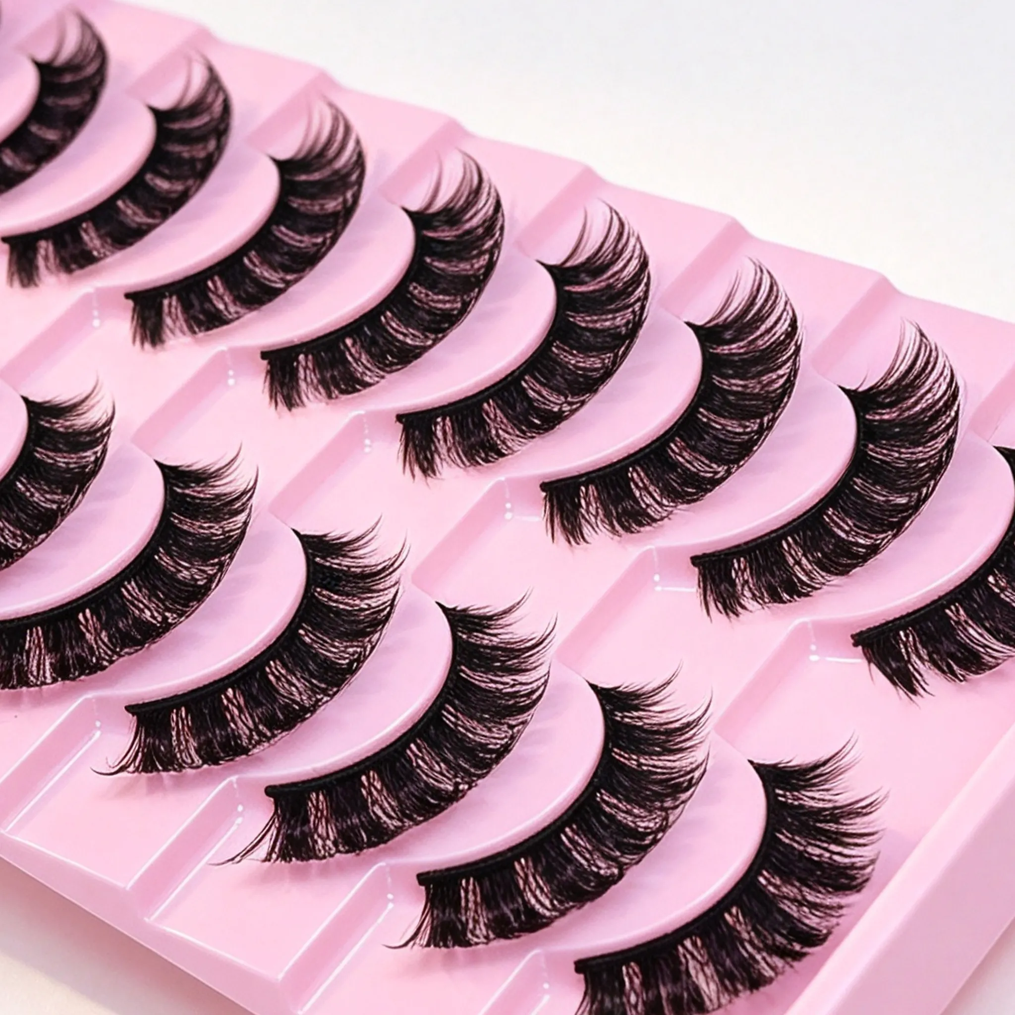 10 Pairs DD Curl Lashes Fluffy Volume Faux Mink False Eyelashes Dramatic Messy Fake Lashes Reusable For Women Eye Makeup
