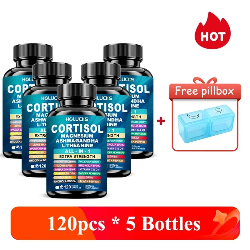 Natural Cortisol Supplement Support Enhances Cognitive Function Memory Reduces Nighttime Awakening & Morning Anxiety Vegan