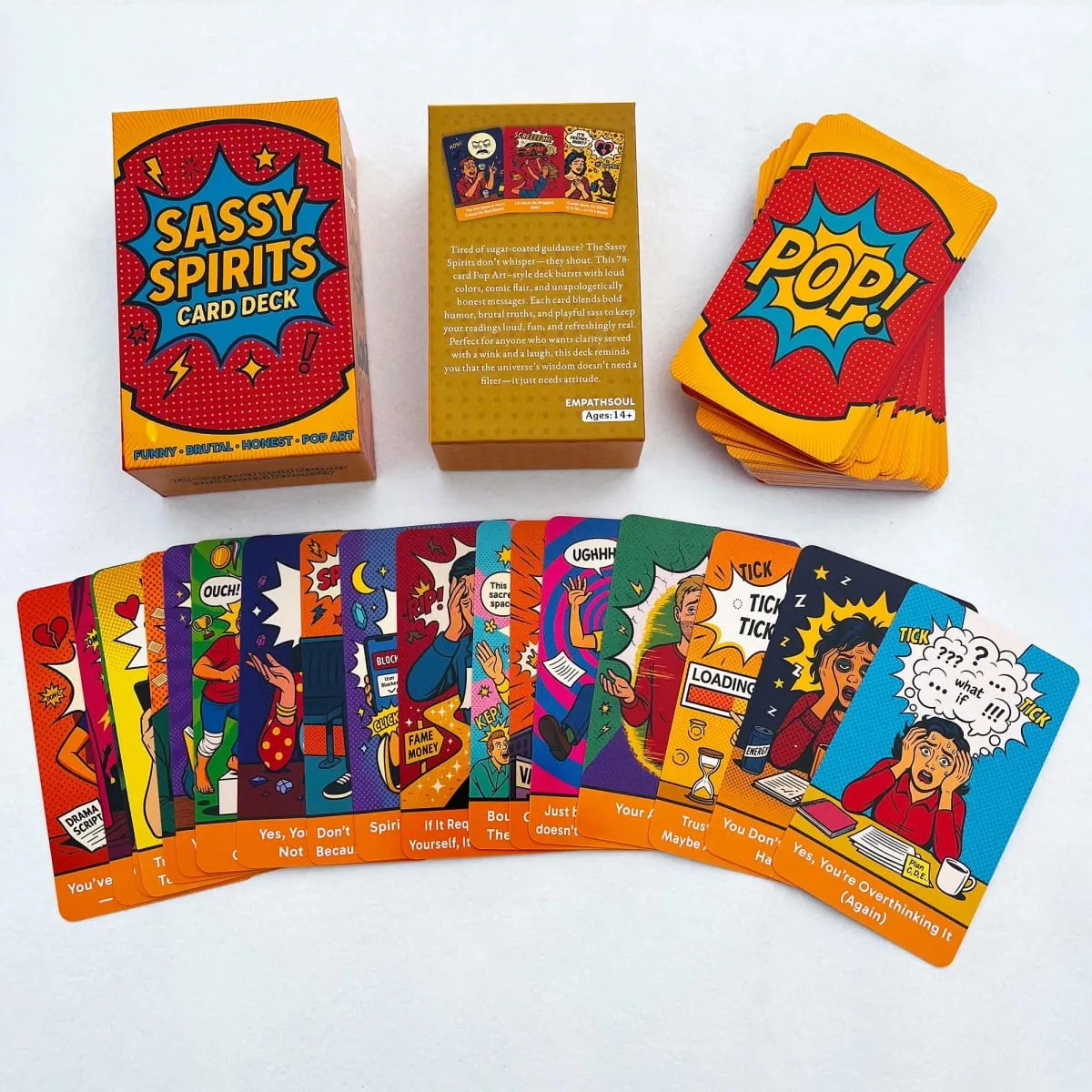 78 Card Deck Sassy Spirits Oracle Card Deck， Humorous Divination Cards Includes Funny Honest Trendy Art Comic Style