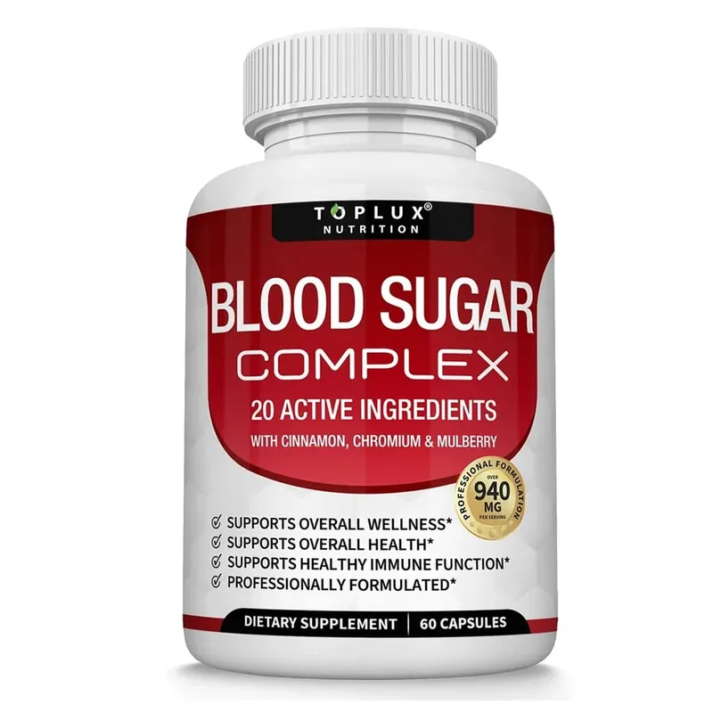 Premium Natural Blood Sugar Complex Supplement for Men & Women - Naturall 20 Herbs and Vitamins with Cinnamon Non-GMO Vegan