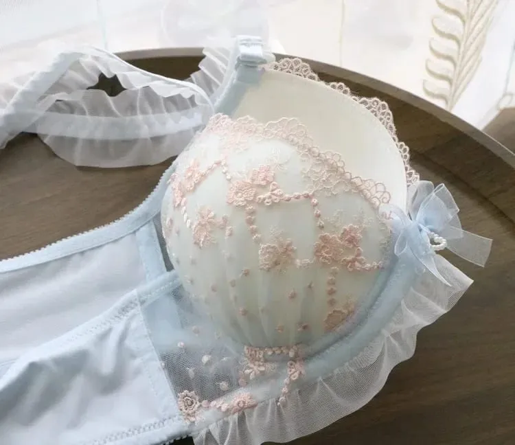 Conjunto de lencería de encaje sexy para mujer, sujetador con aros push-up con diseño de inmersión baja, transpirable y cómodo