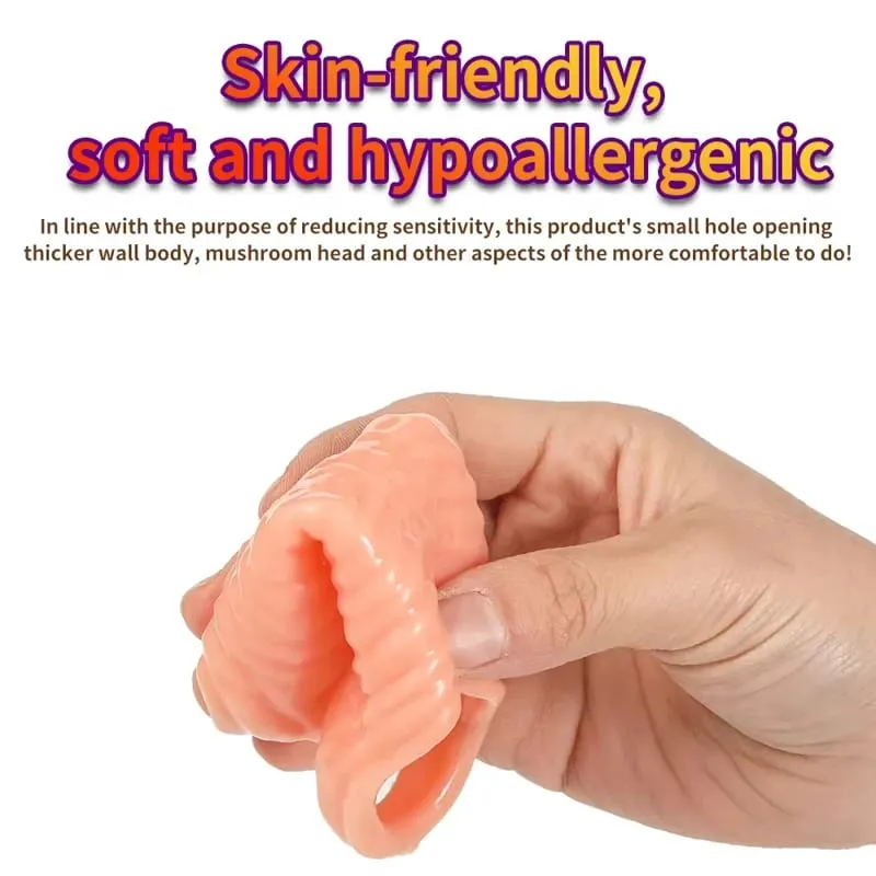 Male Realistic Penis Sleeve Extender Cock Sleeve Dick Enlargement Delay Ejaculation Cock Rings Reusable Condom Sex Toys For Men