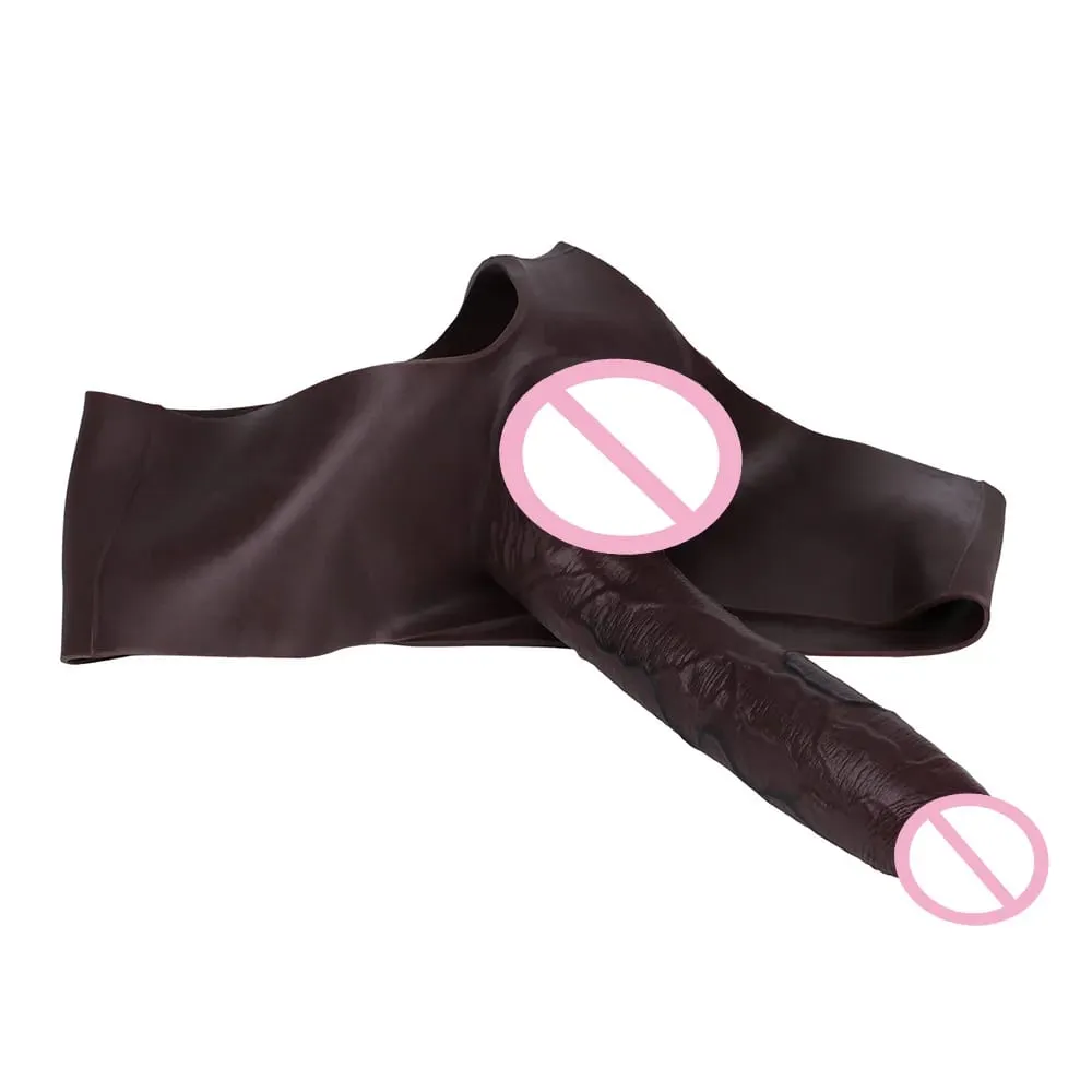 Ultra Realistic Hollow Dildo Trosor Silikontrosor Strapon Penis Extend Sleeve Byxor Sexleksaker För Män Dick Förstoring