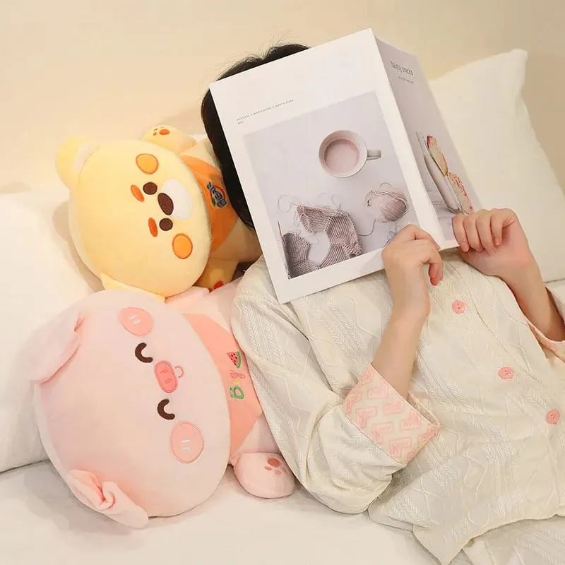 Aninimal Plush Pillow 60/80cm Rabbit Pig Bear Stuffed Cushion Kawaii Home Decor Toys Accompany Sleep Toy Birthday Surprise Gift